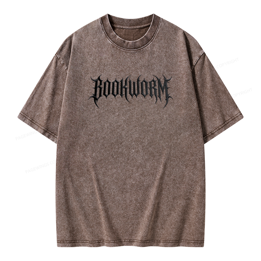 Pagewings Embroidered Bookworm Unisex Washed T-shirt