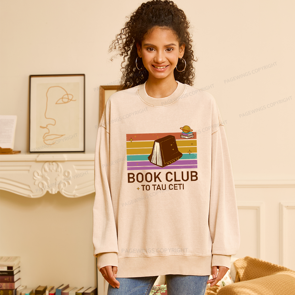 Pagewings Book Club To Star Unisex Washed Sweatshirt