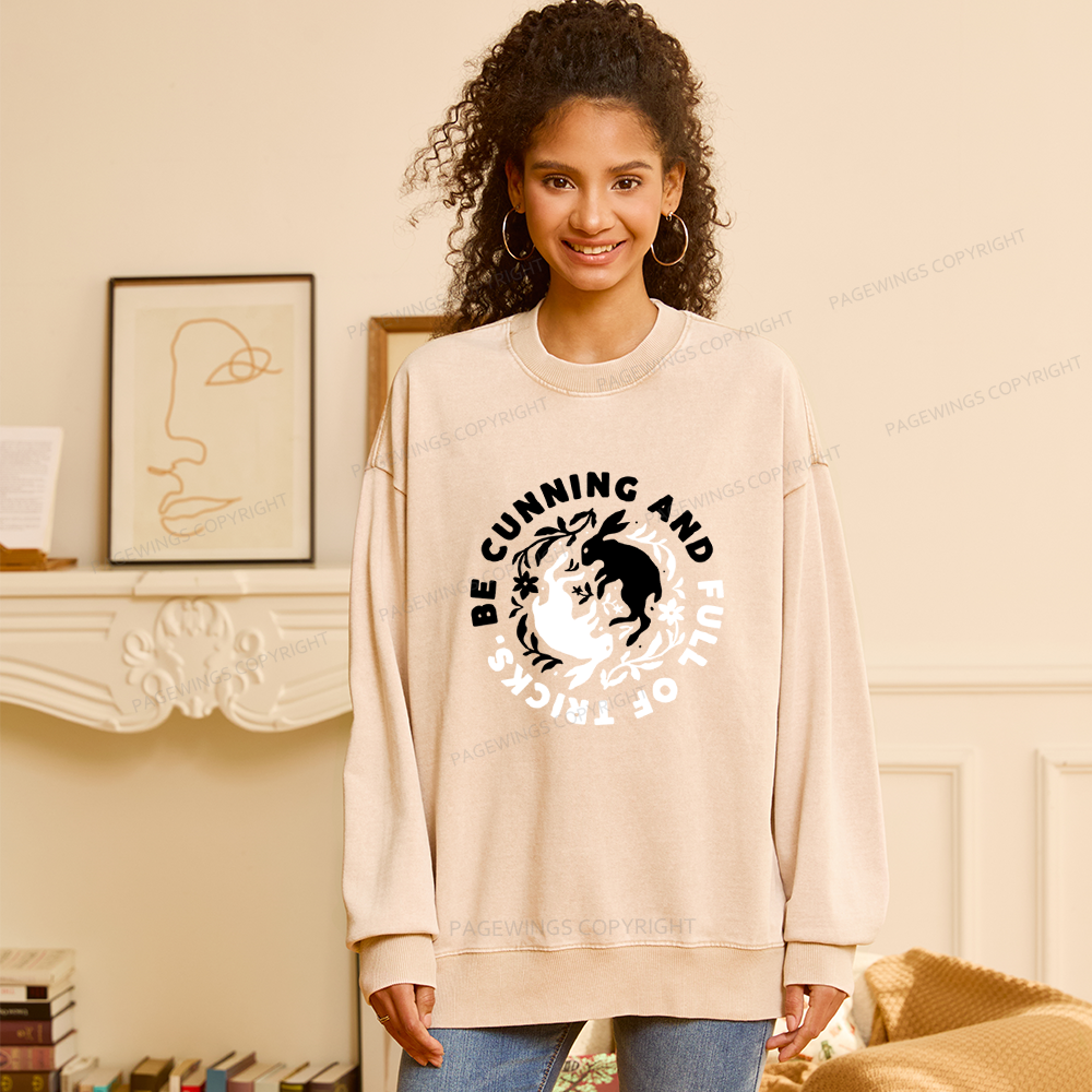 Pagewings Be Cunning And Full Of Tricks Unisex Washed Sweatshirt