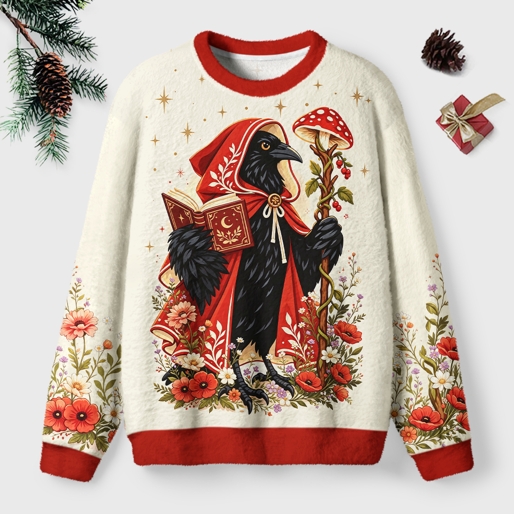 Pagewings Mysterious Reading Crow Unisex Ugly Light Knit Sweatshirt