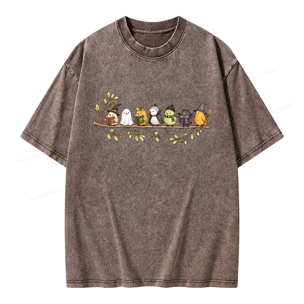 Pagewings Halloween Bird Unisex Washed T-shirt
