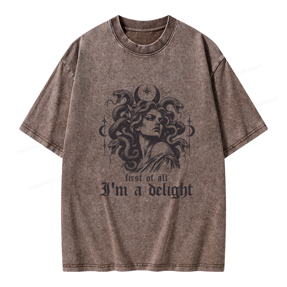 Pagewings First of All I'm a Delight Unisex Washed T-shirt