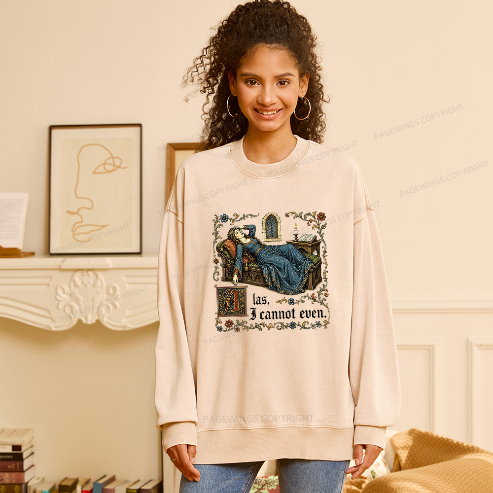 Pagewings Medieval Book Lover Unisex Washed Sweatshirt