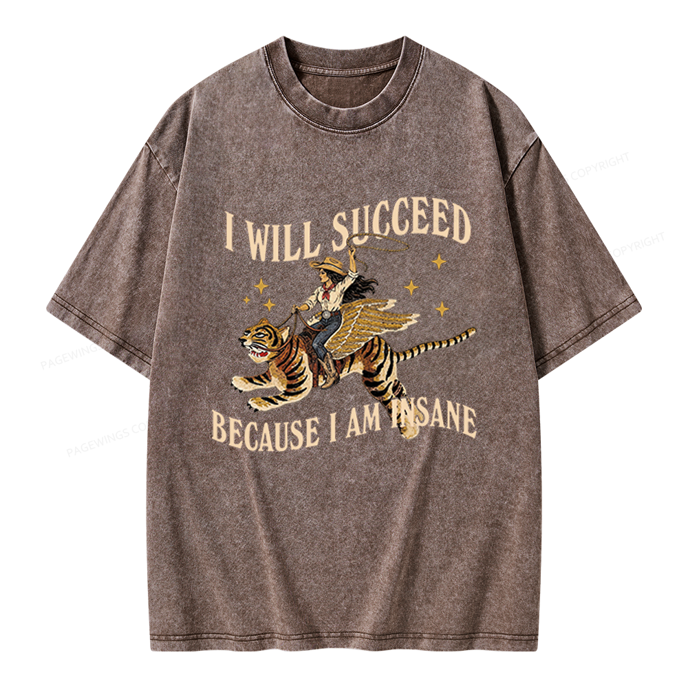 Pagewings I Will Succeed Unisex Washed T-shirt