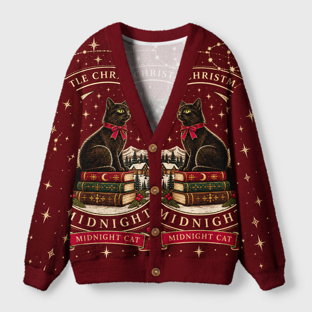 Pagewings Christmas Cat Lover Light Knit Unisex Cardigan Sweaters