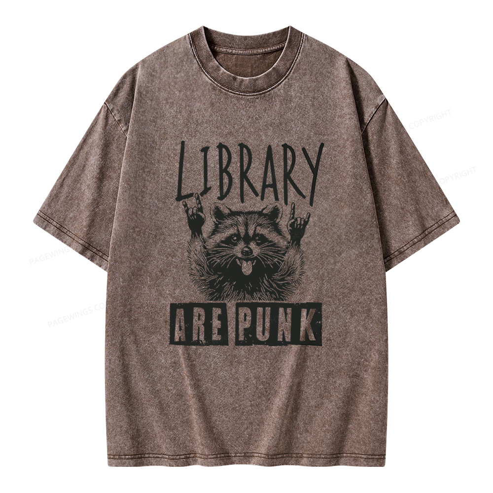 Pagewings Libraries Are Punk Unisex Washed T-shirt