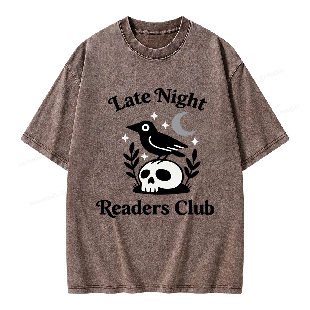 Pagewings Late Night Readers Club Unisex Washed T-shirt