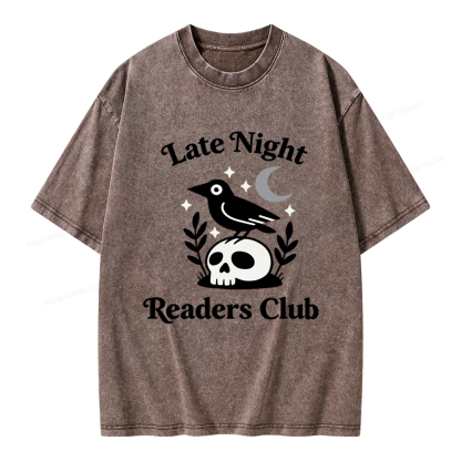 Pagewings Late Night Readers Club Unisex Washed T-shirt