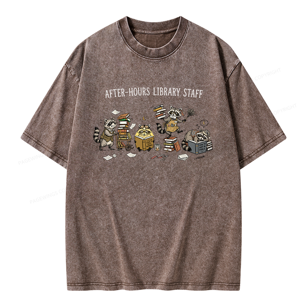 Pagewings After-Hours Library Staff Unisex Washed T-shirt