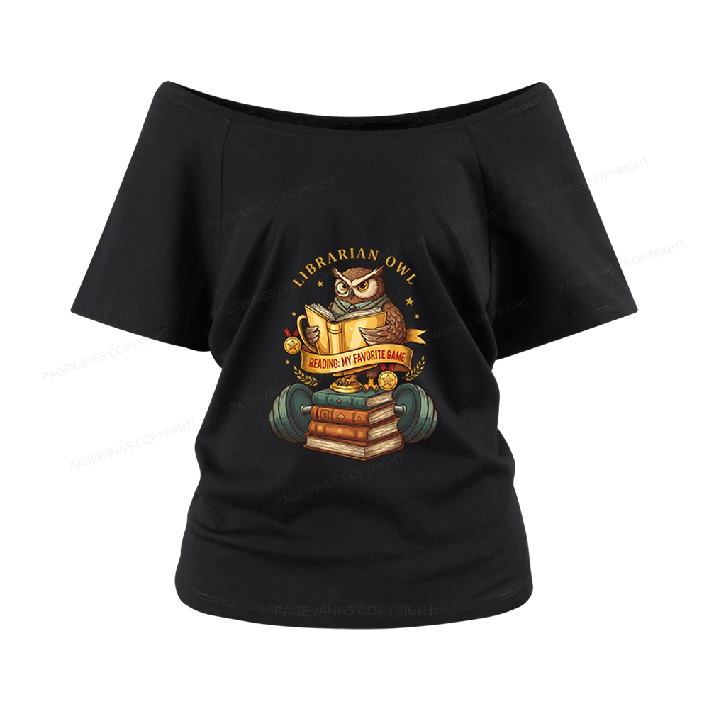 Pagewings Librarian Owl Women Off Shoulder T-shirts