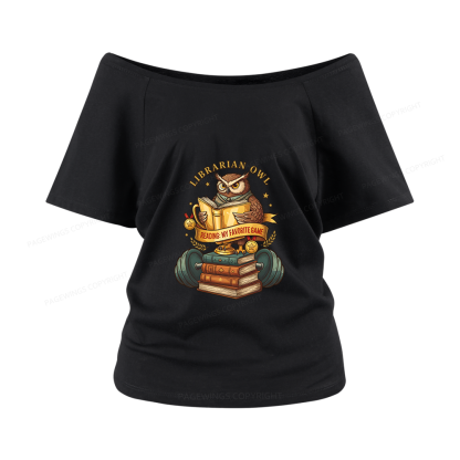 Pagewings Librarian Owl Women Off Shoulder T-shirts
