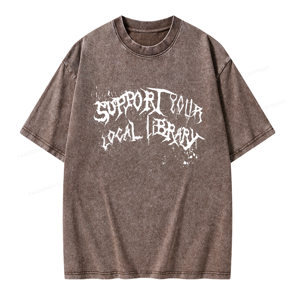 Pagewings Support Your Local Library Unisex Washed T-shirt