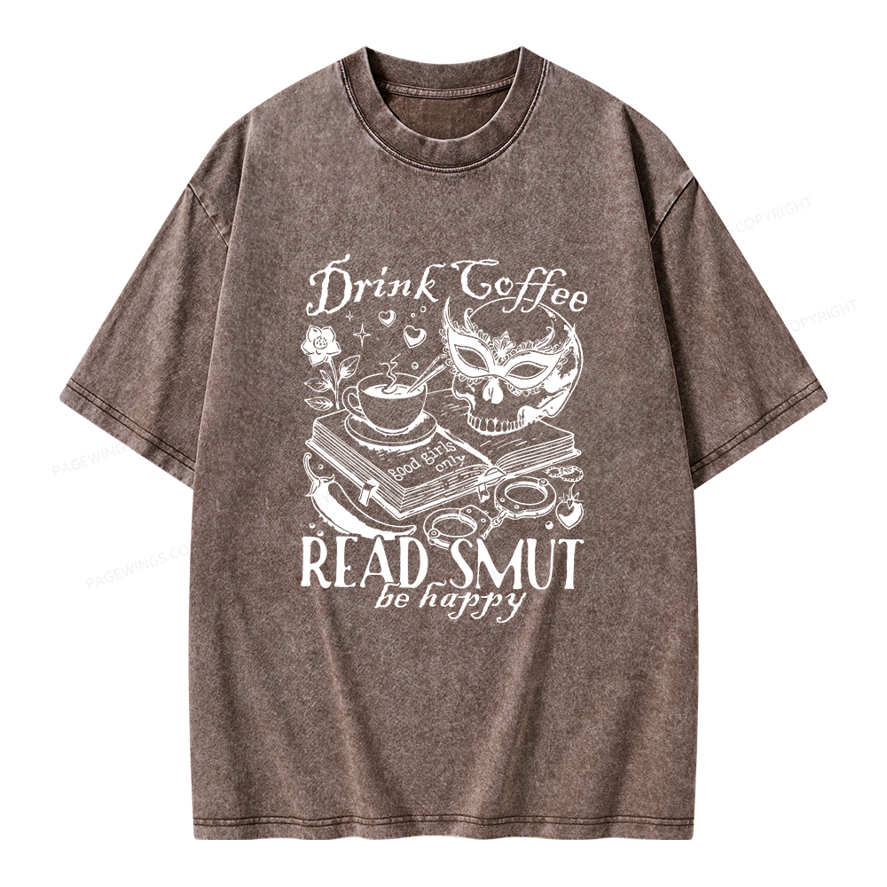 Pagewings Drink Coffee Read Smut Unisex Washed T-shirt