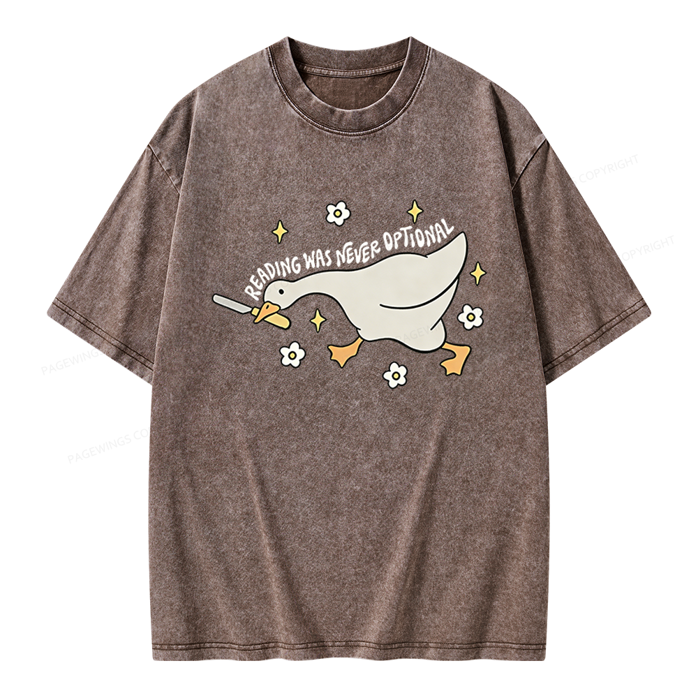 Pagewings Reading Was Never An Option Unisex Washed T-shirt