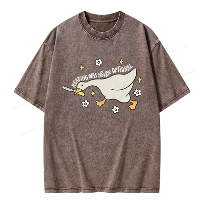 Pagewings Reading Was Never An Option Unisex Washed T-shirt