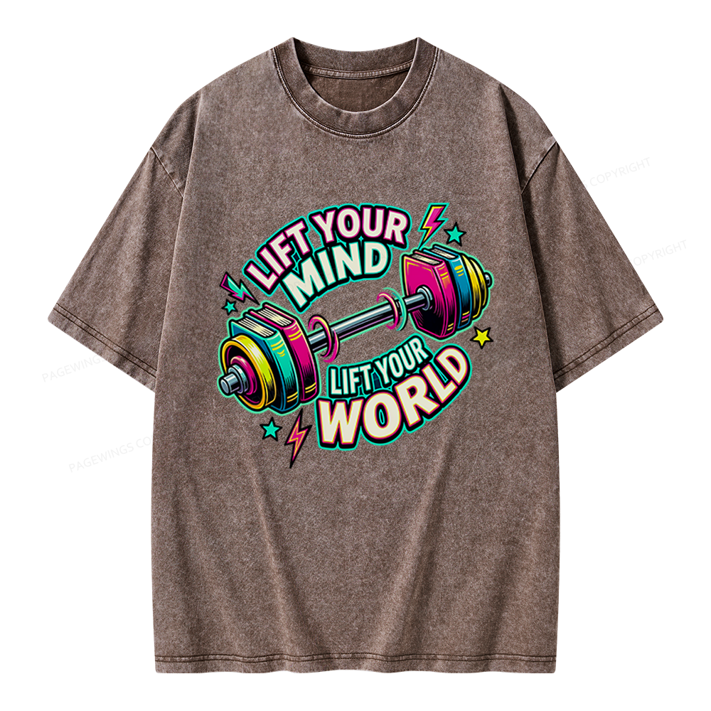Pagewings Lift Your Mind Lift Your World Unisex Washed T-shirt