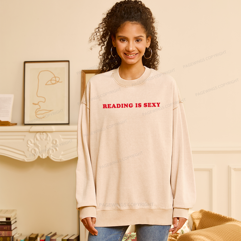 Pagewings Reading Is Sexy Unisex Washed Sweatshirt