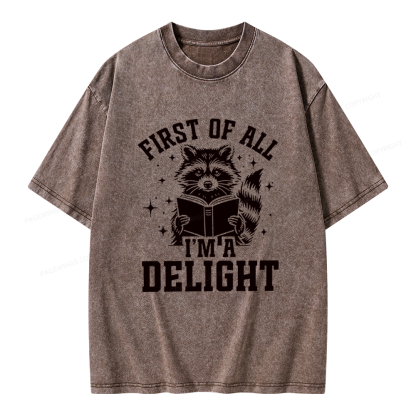 Pagewings First of All I’m a Delight Unisex Washed T-shirt
