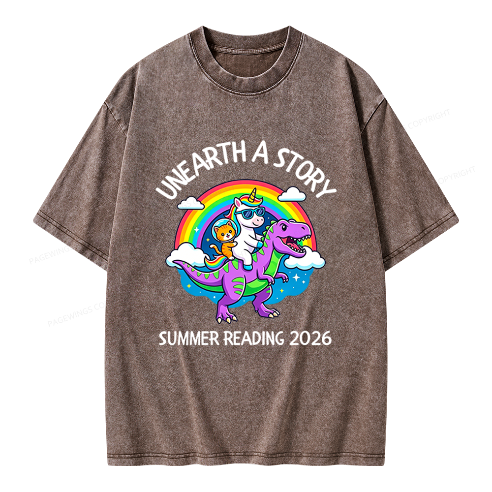 Pagewings Summer Reading Unisex Washed T-shirt