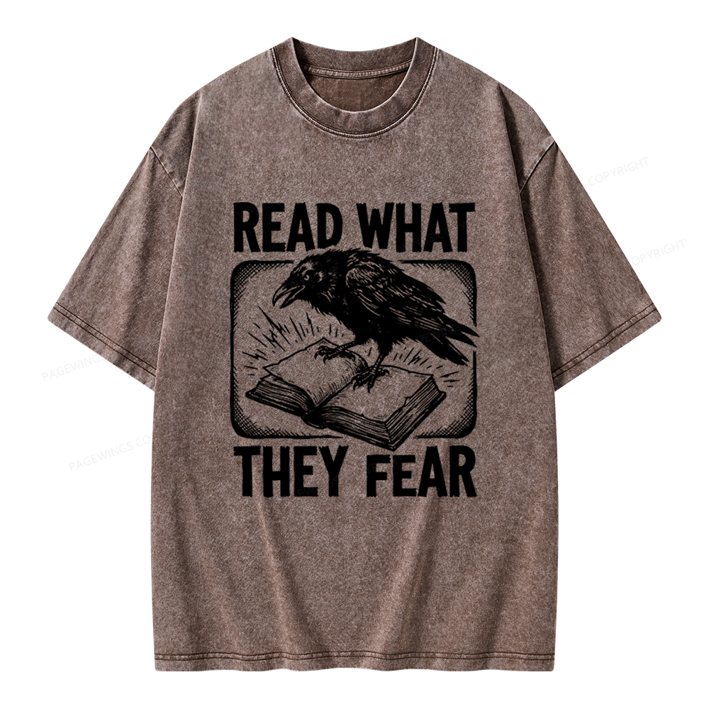 Pagewings Read What They Fear Unisex Washed T-shirt