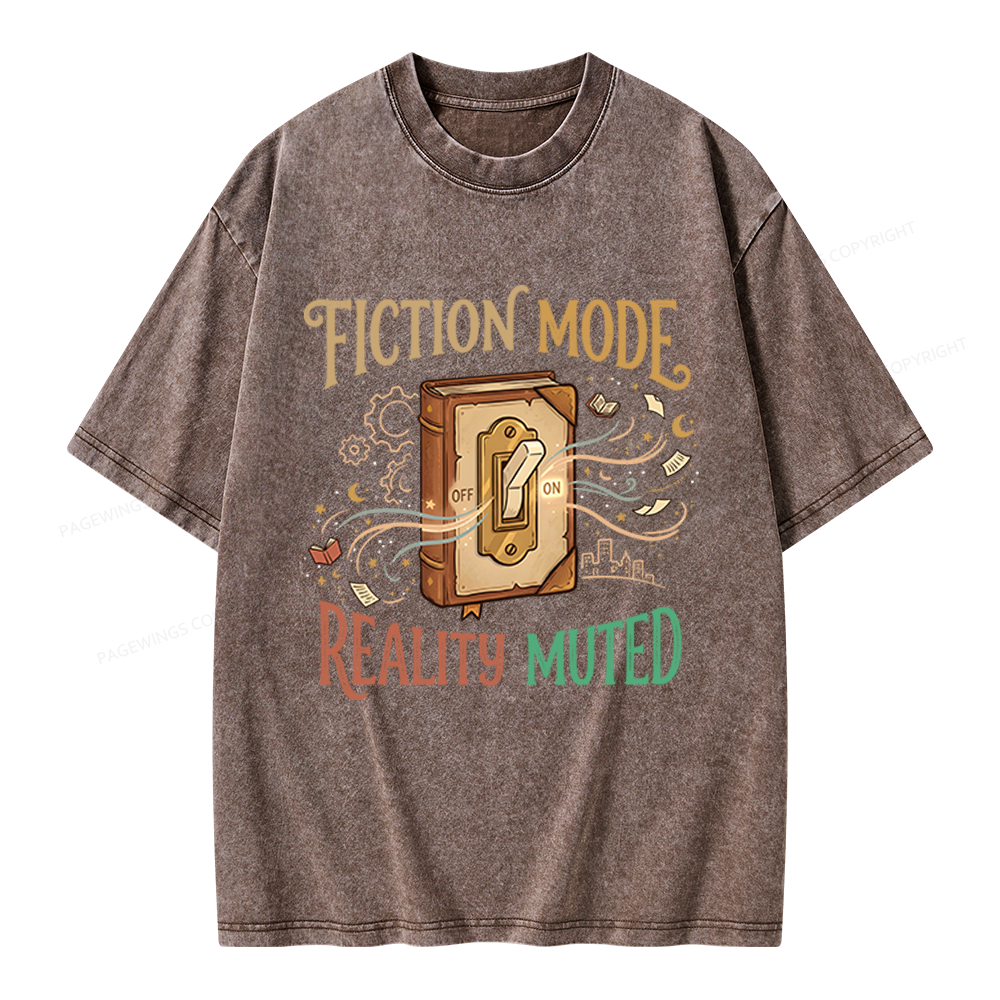 Pagewings Fiction Mode On Unisex Washed T-shirt