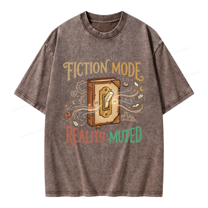 Pagewings Fiction Mode On Unisex Washed T-shirt
