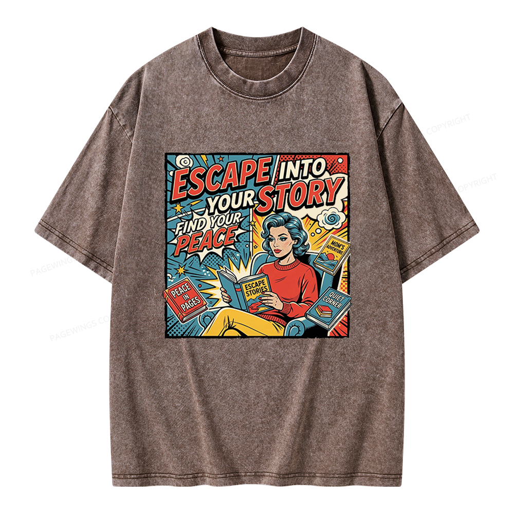 Pagewings Escape Into Your Story Unisex Washed T-shirt