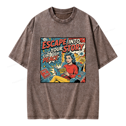 Pagewings Escape Into Your Story Unisex Washed T-shirt