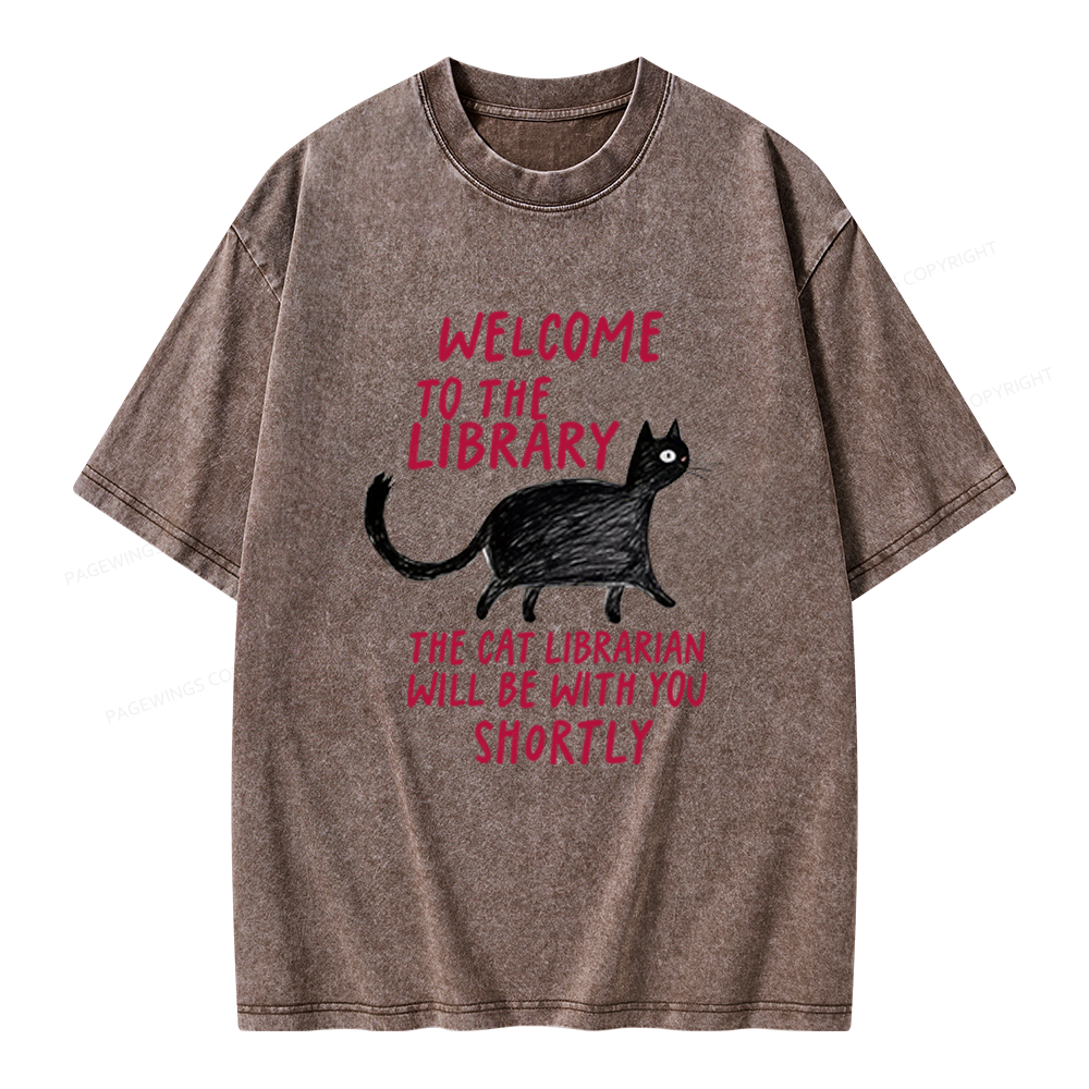Pagewings Welcome To The Library Unisex Washed T-shirt