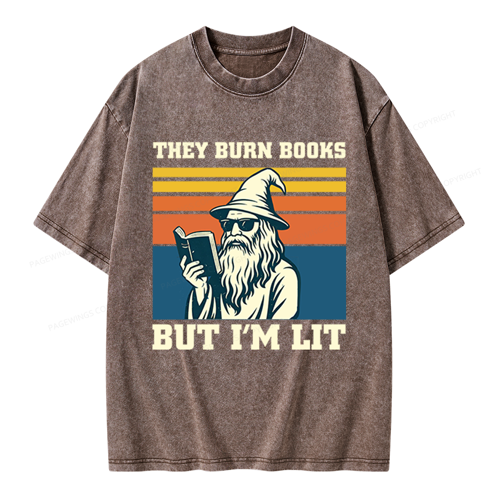 Pagewings They Burn Books Unisex Washed T-shirt