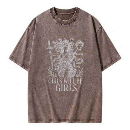 Pagewings Girls Will Be Girls Unisex Washed T-shirt