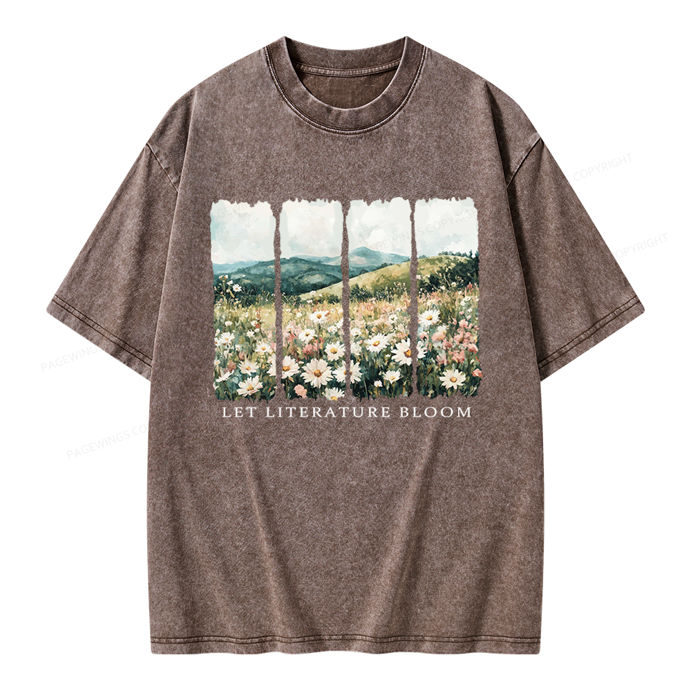 Pagewings Let Literature Bloom Unisex Washed T-shirt