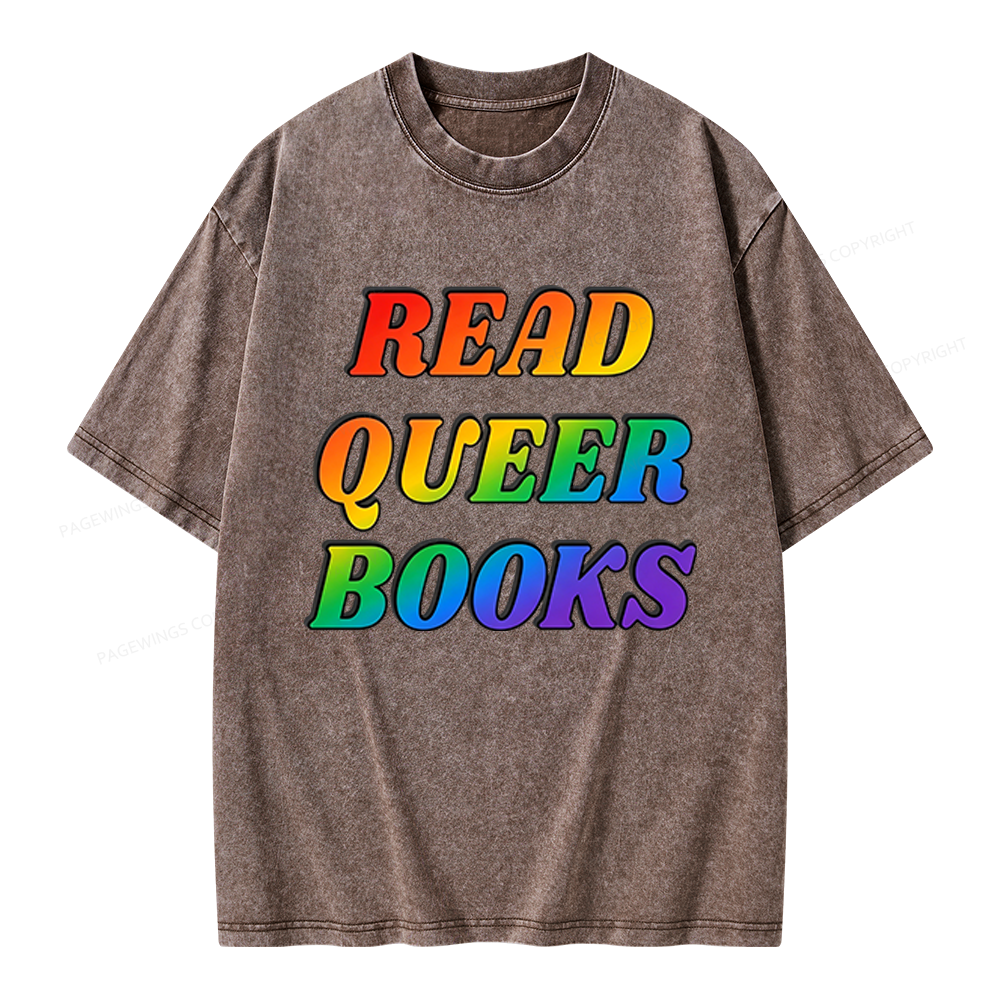 Pagewings Queer Books Unisex Washed T-shirt