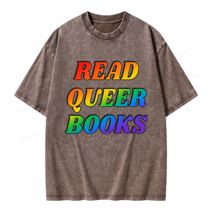 Pagewings Queer Books Unisex Washed T-shirt