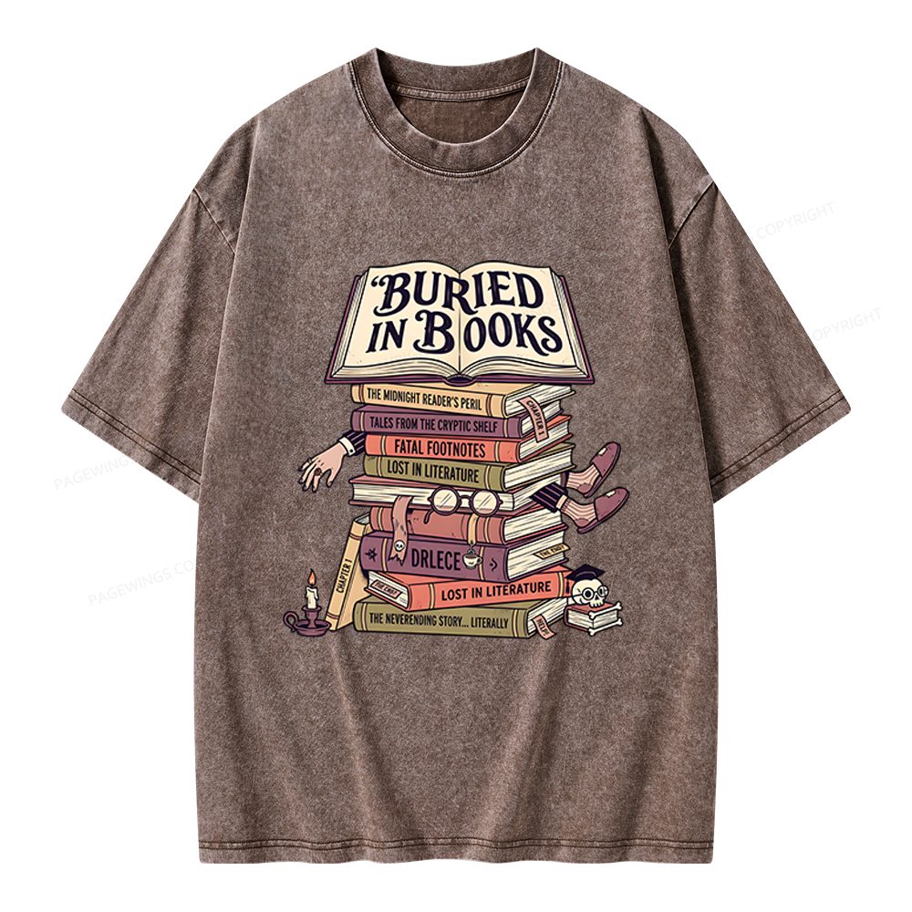 Pagewings Buried In Books Unisex Washed T-shirt