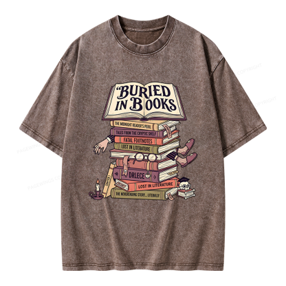 Pagewings Buried In Books Unisex Washed T-shirt