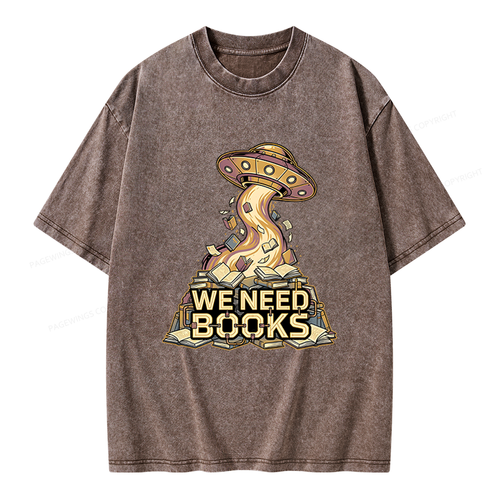 Pagewings We Need Books Unisex Washed T-shirt