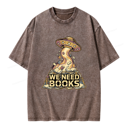 Pagewings We Need Books Unisex Washed T-shirt