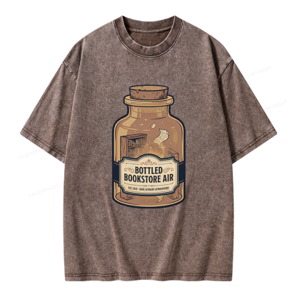 Pagewings Bottled Bookstore Air Unisex Washed T-shirt