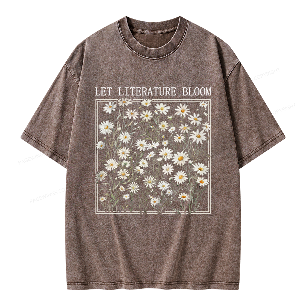 Pagewings Let Literature Bloom Unisex Washed T-shirt