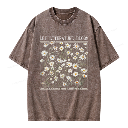 Pagewings Let Literature Bloom Unisex Washed T-shirt