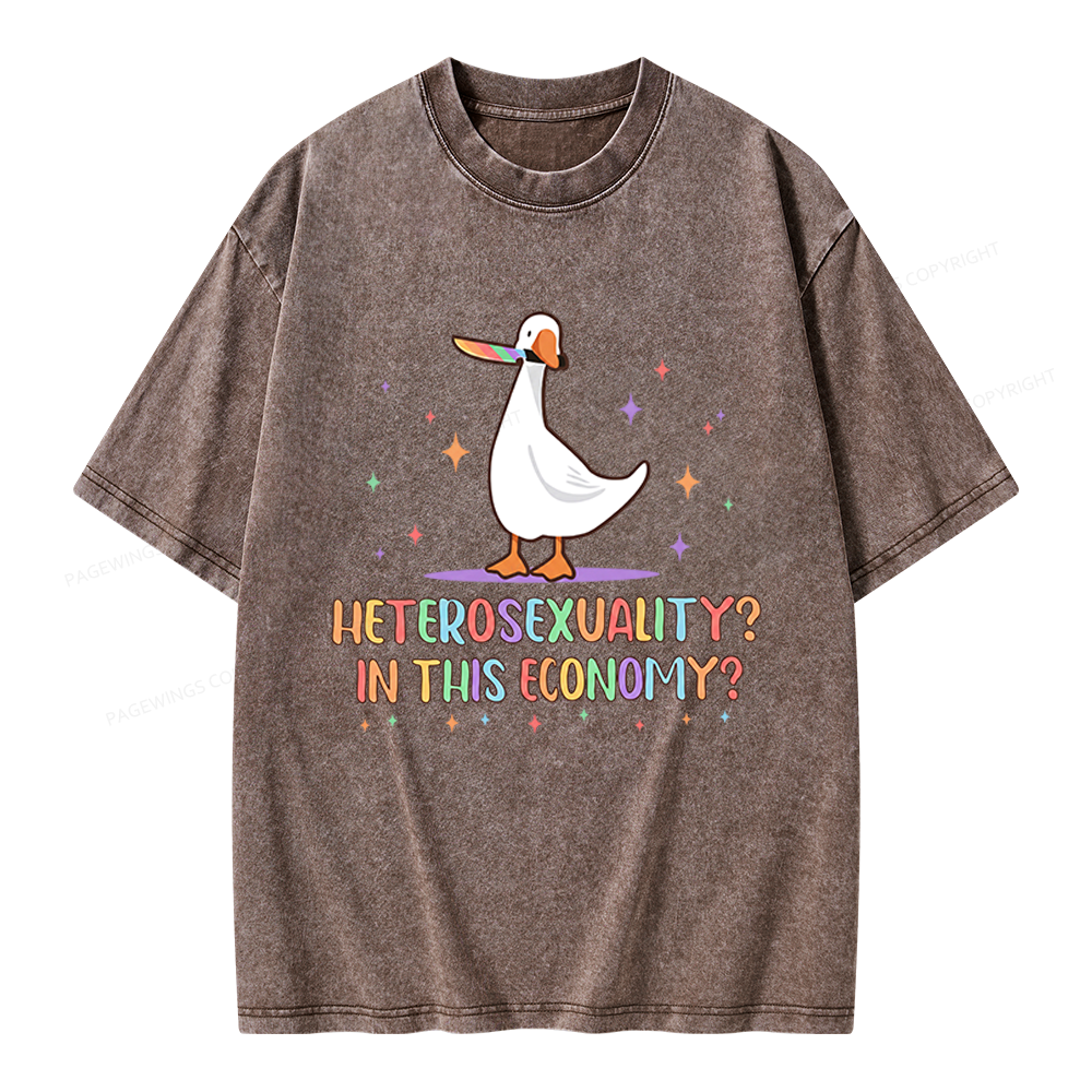 Pagewings Heterosexuality In This Economy Unisex Washed T-shirt