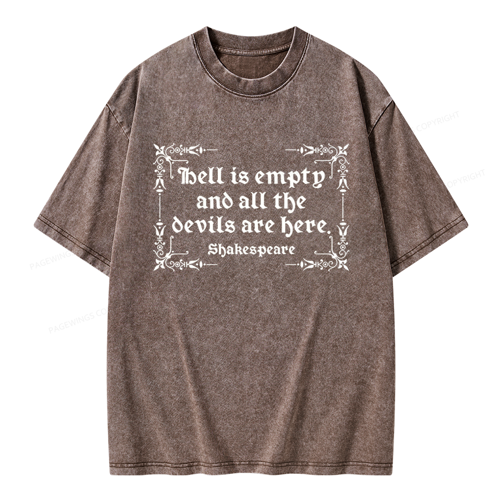 Pagewings Hell Is Empty Unisex Washed T-shirt