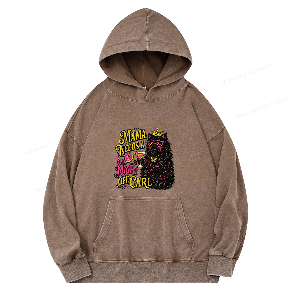 Pagewings Mama Needs A Night Off Unisex Washed Hoodie