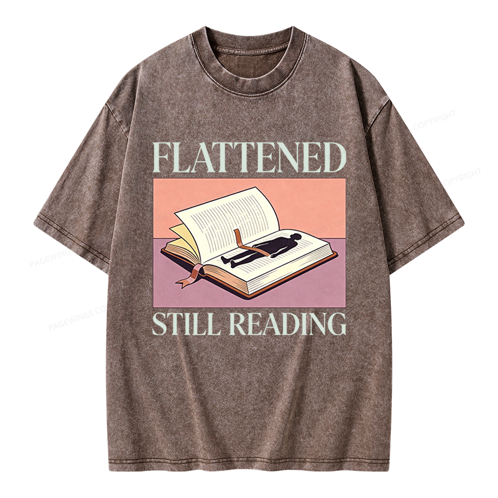 Pagewings Flattened Still Reading Unisex Washed T-shirt