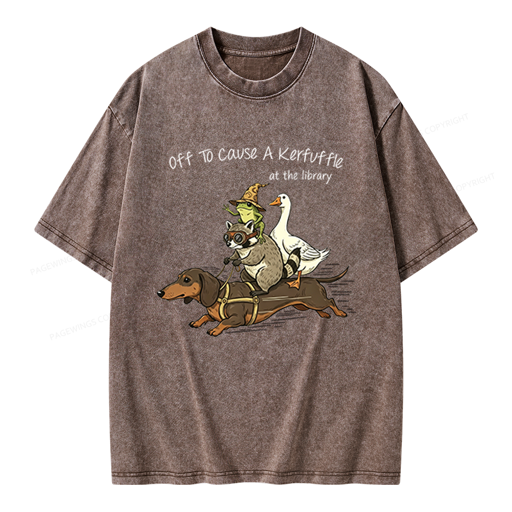 Pagewings Off To Cause A Kerfuffle At The Library Unisex Washed T-shirt