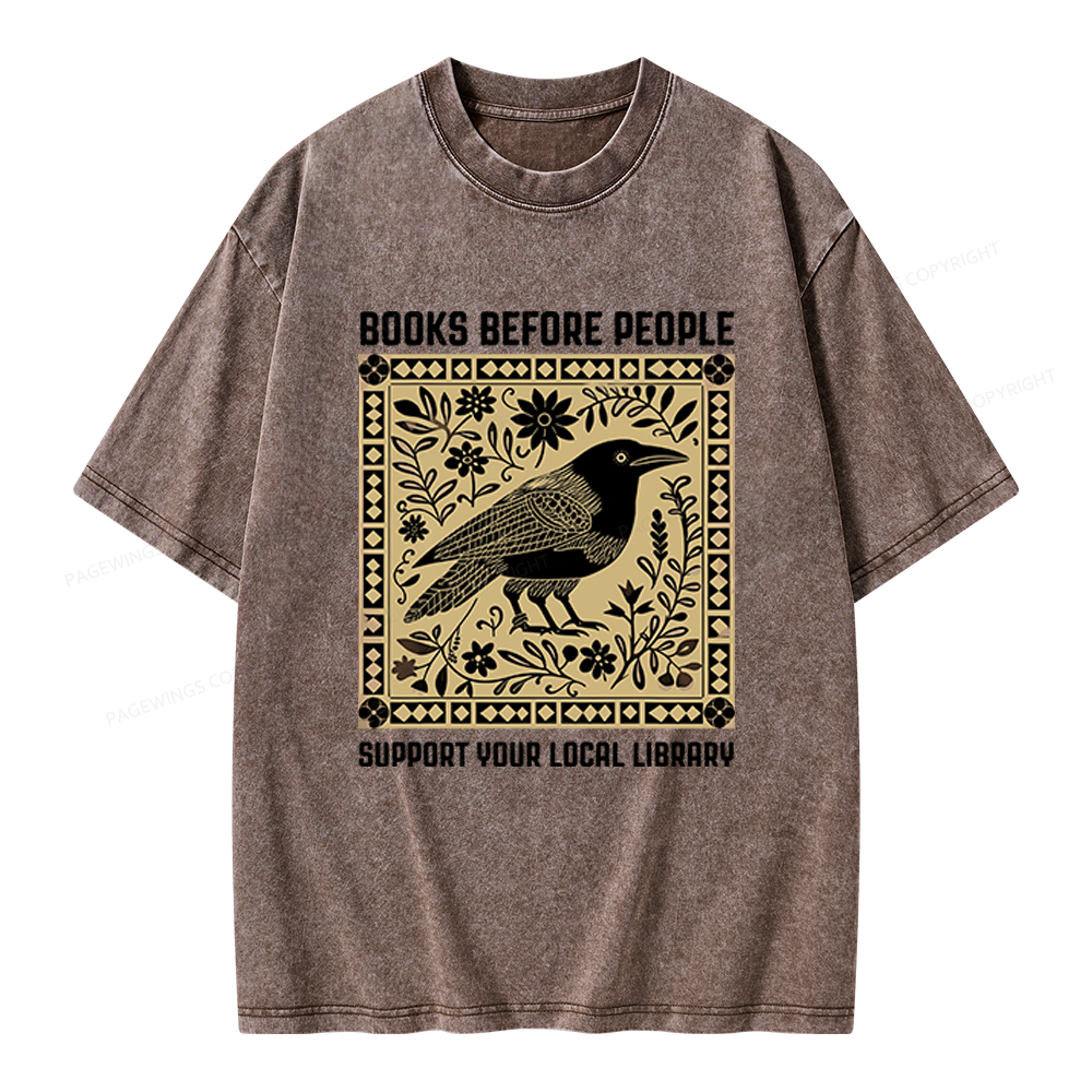 Pagewings Support Your Local Library Unisex Washed T-shirt