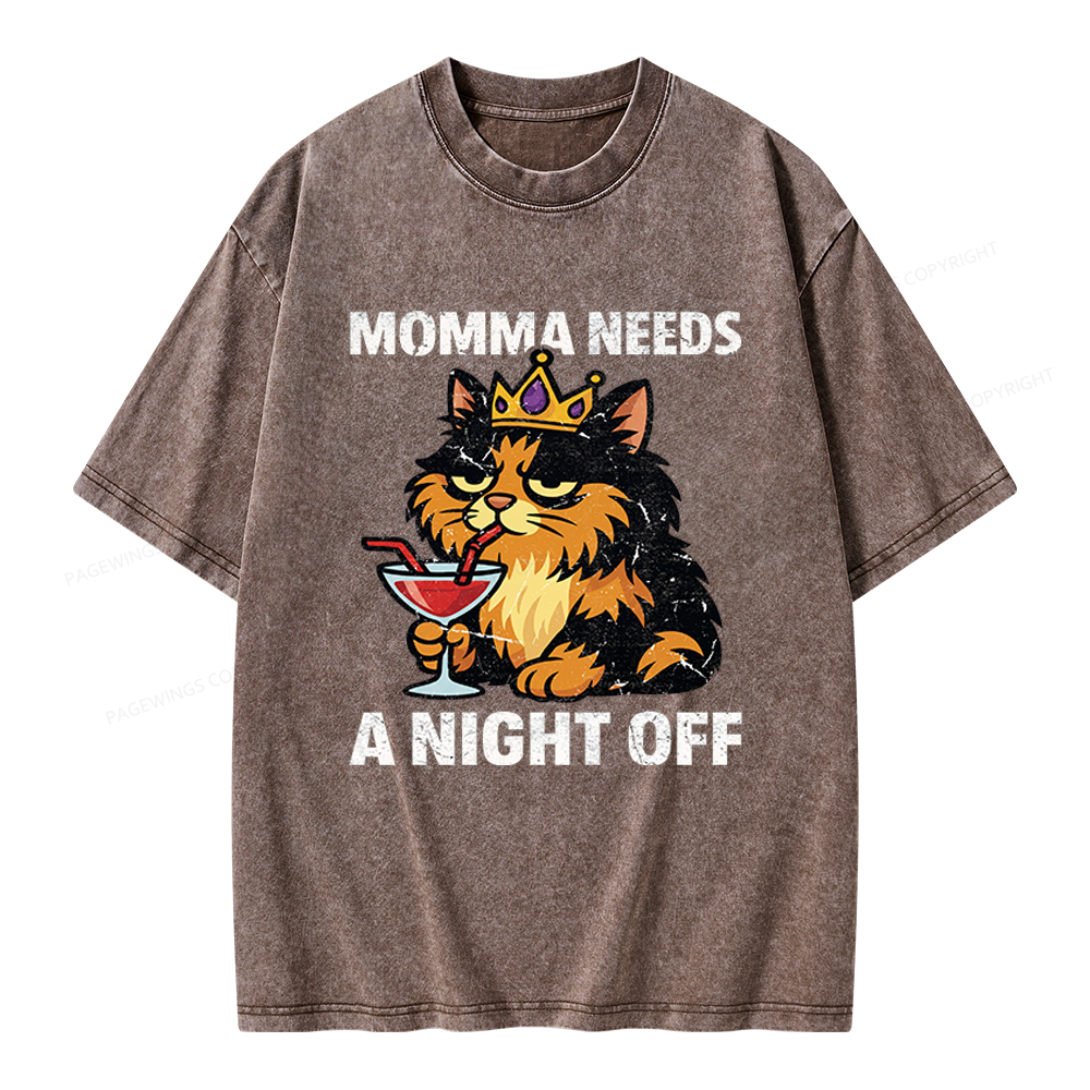 Pagewings Momma Needs A Night Off Unisex Washed T-shirt