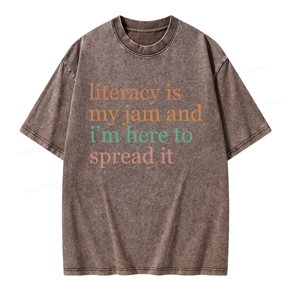 Pagewings Literacy Is My Jam Unisex Washed T-shirt