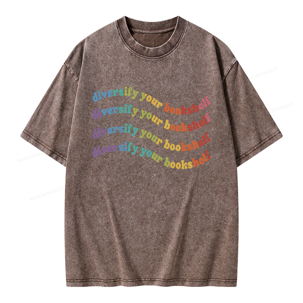 Pagewings Diversify Your Bookshelf Unisex Washed T-shirt